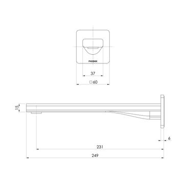 Radii Wall Bath Outlet 230mm by Phoenix Tapware - view 3