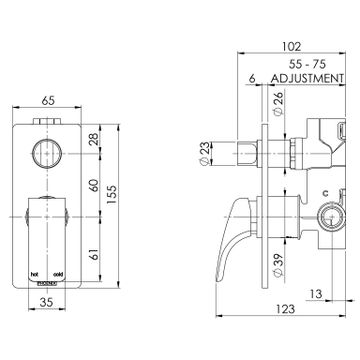 Rush Shower / Bath Diverter Mixer by Phoenix Tapware - view 3