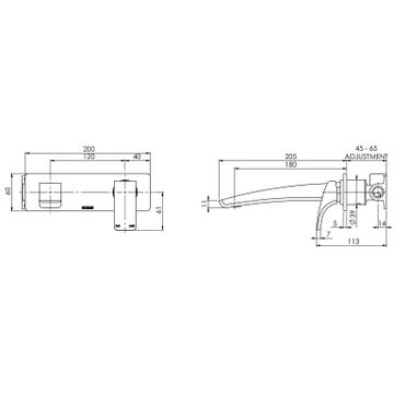 Rush Wall Bath Mixer Set 180mm by Phoenix Tapware - view 3