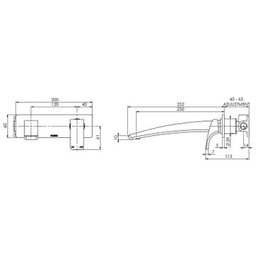 Rush Wall Bath Mixer Set 230mm by Phoenix Tapware - view 3