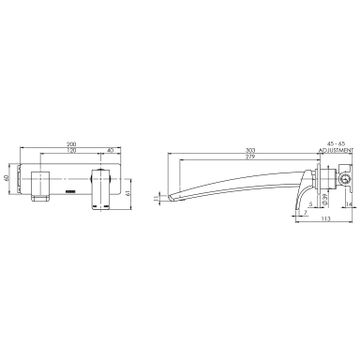 Rush Wall Bath Mixer Set 280mm by Phoenix Tapware - view 3