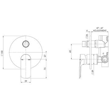 Subi Shower / Bath Diverter Mixer by Phoenix Tapware - view 3