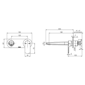 Subi Wall Basin / Bath Mixer Set 180mm by Phoenix Tapware - view 3