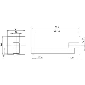 Swivel Bath Outlet 200mm Square by Phoenix Tapware - view 3