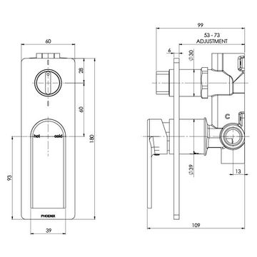 Teel Shower / Bath Diverter Mixer by Phoenix Tapware - view 3