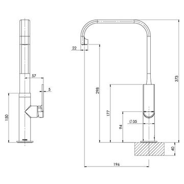 Teel Sink Mixer 200mm Squareline by Phoenix Tapware - view 3