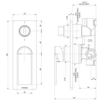 Teel SwitchMix Shower / Bath Diverter Mixer (Complete Kit) by Phoenix Tapware - view 3