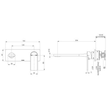 Teel SwitchMix Wall Basin / Bath Mixer Set 200mm (Complete Kit) by Phoenix Tapware - view 3