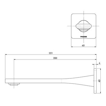 Teel Wall Bath Outlet 200mm by Phoenix Tapware - view 3