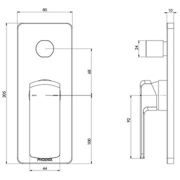 Teva Shower / Bath Diverter Mixer (Trim Kit Only) by Phoenix Tapware - view 3