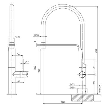 Vido Flexible Hose Sink Mixer 200mm by Phoenix Tapware - view 3