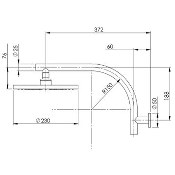 Vivid High-Rise Shower Arm &amp;amp; 230mm Round Rose by Phoenix Tapware - view 3