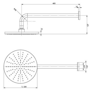 Vivid Shower Arm 400mm &amp;amp; 230mm Round Rose by Phoenix Tapware - view 3