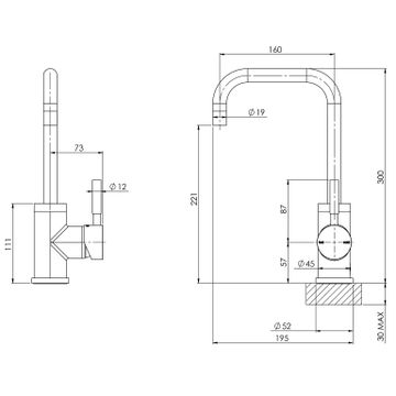 Vivid Sink Mixer 160mm Squareline by Phoenix Tapware - view 3