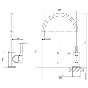 Vivid Sink Mixer 220mm Gooseneck by Phoenix Tapware - view 3