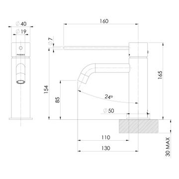 Vivid Slimline Basin Mixer Curved Outlet with Extended Lever by Phoenix Tapware - view 3