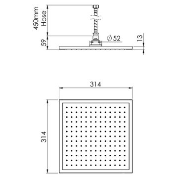 Vivid Slimline Flush Mount Ceiling Shower 300mm Square by Phoenix Tapware - view 3