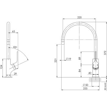 Vivid Slimline Oval Sink Mixer 220mm Gooseneck by Phoenix Tapware - view 3