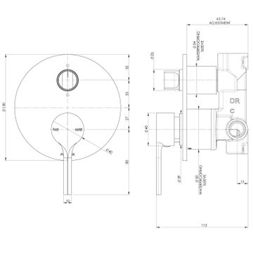 Vivid Slimline Oval SwitchMix Shower / Bath Diverter Mixer (Complete Kit) by Phoenix Tapware - view 3