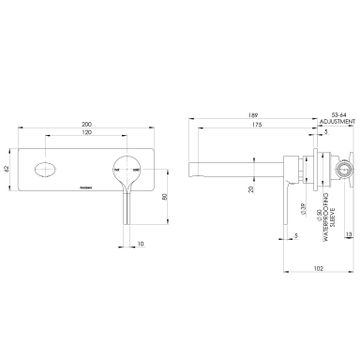 Vivid Slimline Oval SwitchMix Wall Basin / Bath Mixer Set 175mm (Fit-Off Kit Only) by Phoenix Tapware - view 3
