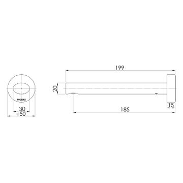 Vivid Slimline Oval Wall Bath Outlet 180mm by Phoenix Tapware - view 3