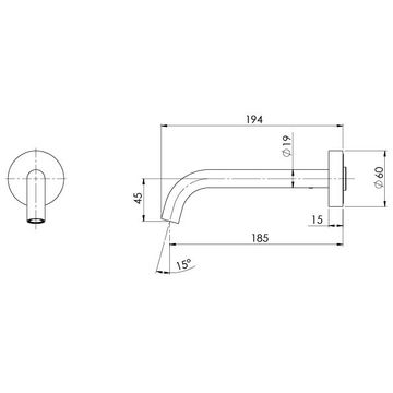 Vivid Slimline Plus Wall Basin / Bath Outlet 180mm by Phoenix Tapware - view 3