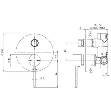 Vivid Slimline Shower / Bath Diverter Mixer by Phoenix Tapware - view 3
