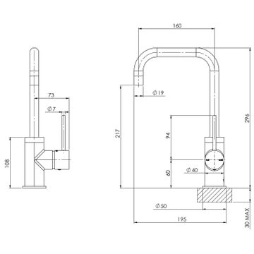 Vivid Slimline Sink Mixer 160mm Squareline by Phoenix Tapware - view 3