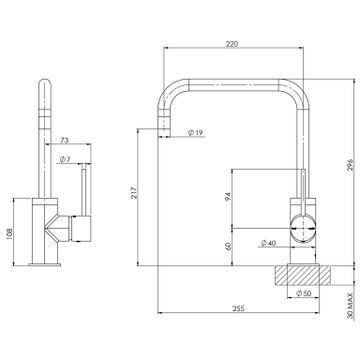 Vivid Slimline Sink Mixer 220mm Squareline by Phoenix Tapware - view 3