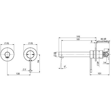 Vivid Slimline SS 316 Wall Basin / Bath Mixer Set 180mm by Phoenix Tapware - view 3