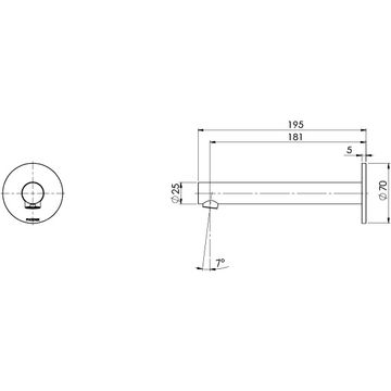 Vivid Slimline SS 316 Wall Basin / Bath Outlet 180mm by Phoenix Tapware - view 3
