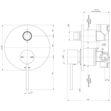 Vivid Slimline SwitchMix Shower / Bath Diverter Mixer (Complete Kit) by Phoenix Tapware - view 3