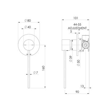 Vivid Slimline SwitchMix Shower / Wall Mixer with Extended Lever (Complete Kit) by Phoenix Tapware - view 3