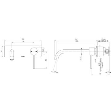 Vivid Slimline SwitchMix Wall Basin / Bath Mixer Set 230mm (Complete Kit) by Phoenix Tapware - view 3