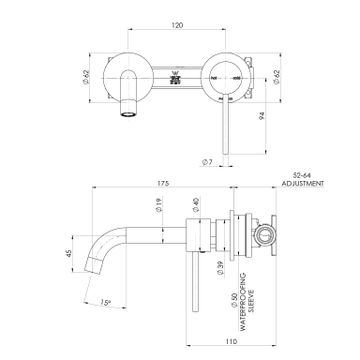 Vivid Slimline SwitchMix Wall Basin / Bath Mixer Set 60mm Backplates (Fit-Off Kit Only) - Lead Free by Phoenix Tapware - view 3