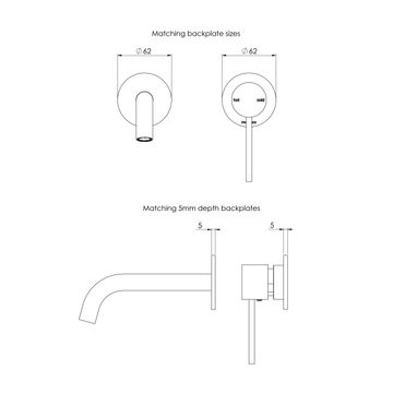 Vivid Slimline SwitchMix Wall Basin / Bath Mixer Set 60mm Backplates (Fit-Off Kit Only) - Lead Free by Phoenix Tapware - view 4