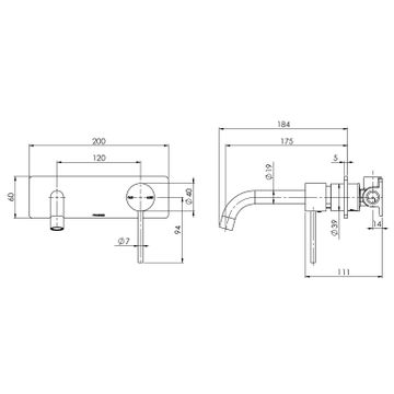 Vivid Slimline Wall Basin Mixer Set 180mm Curved by Phoenix Tapware - view 3