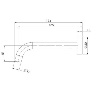 Vivid Slimline Wall Basin Outlet 180mm Curved - Lead Free by Phoenix Tapware - view 3