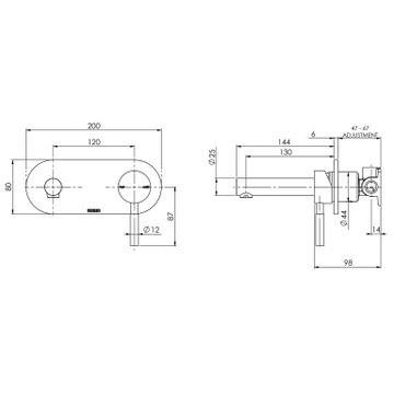 Vivid Wall Bath Mixer Set 150mm by Phoenix Tapware - view 3