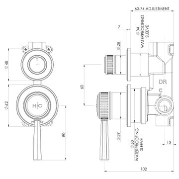 Wiltern SwitchMix Shower / Bath Diverter Mixer (Fit-Off Kit Only) - Lead Free by Phoenix Tapware - view 3