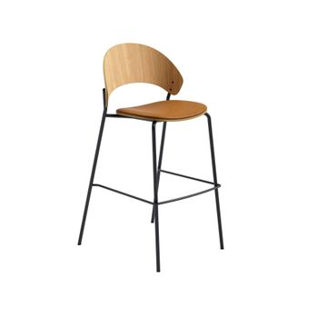 Dosina barstool - 65 cm - Oiled oak w. cognac leather upholster by PLEASE WAIT to be SEATED