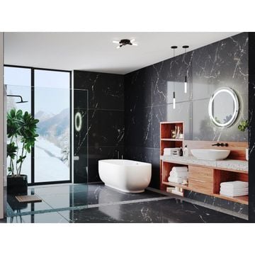 Captarent Collection 24 in. Round Illuminated Integrated LED White Mirror by Progress Lighting - view 2