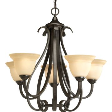 Torino Collection Five-Light Etched Glass Chandelier Light by Progress Lighting - view 2