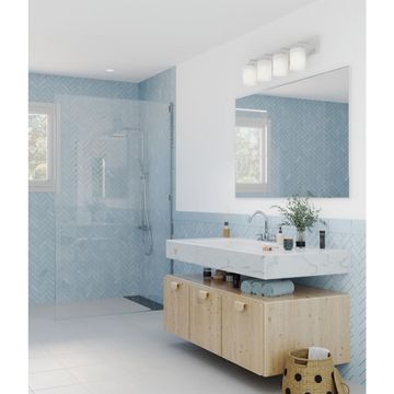 Merry Collection Four-Light Etched Glass Bath Vanity Wall Light by Progress Lighting - view 6