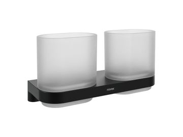 CR II 220.20BLM Double Cup with Holder, matt black by Ravak