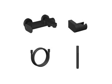 EL 022.20BLM.+S Wall-Mounted Bathtub Tap with Shower Set, Black Matt by Ravak