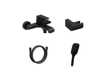 FL 022.20BLM.+S Wall-Mounted Bathtub Tap with Shower Set, matt black by Ravak