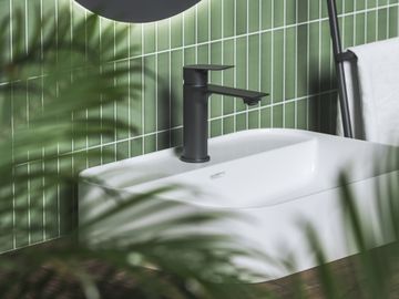 PN 014.20BLM Deck-Mounted Washbasin Tap, 165 mm, without Pop-Up Waste, matt black by Ravak