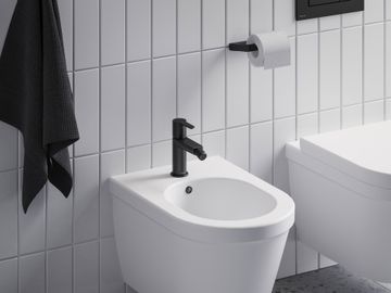 PU 055.20BLM Bidet Tap with ClickClack Waste, 151 mm, matt black by Ravak