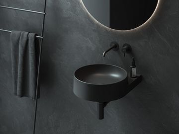 Yard 40 Washbasin, ceramic, without Hole, matt black, with Bracket, black by Ravak